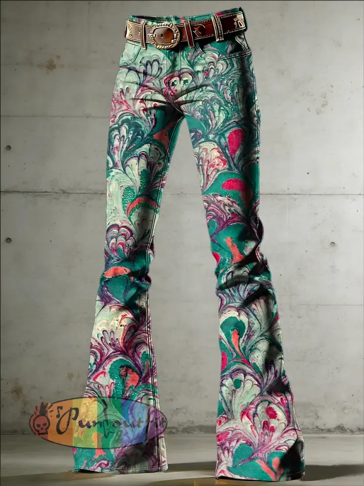 Women’s Psychedelic Art Print Flared Trousers