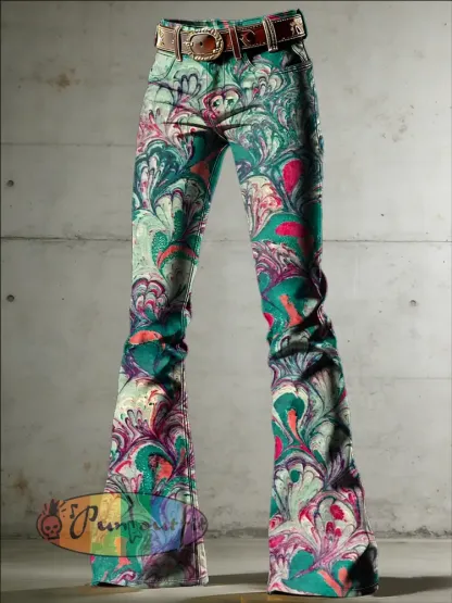 Women’s Psychedelic Art Print Flared Trousers