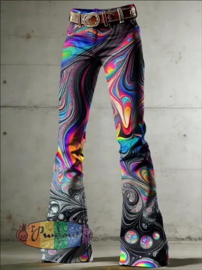 Women’s Psychedelic Art Print Flared Trousers