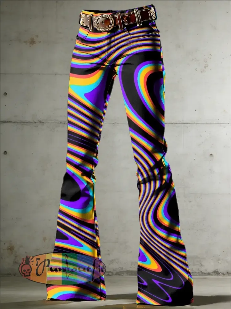 Women’s Psychedelic Art Print Flared Trousers