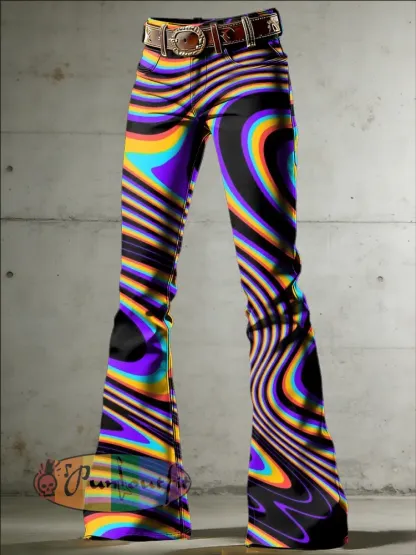 Women’s Psychedelic Art Print Flared Trousers