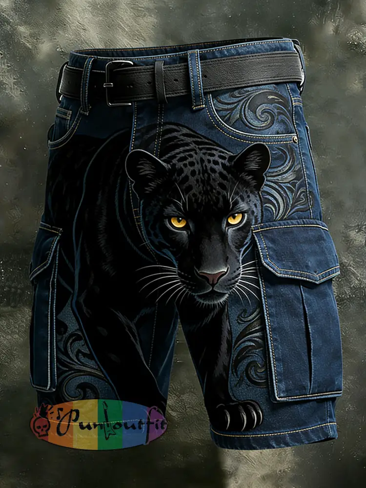 Men’s Retro Vacation Business Art Print Casual Shorts
