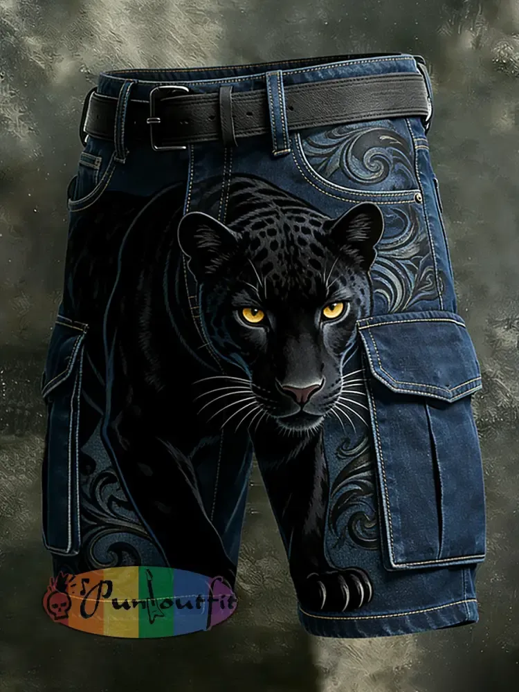 Men’s Retro Vacation Business Art Print Casual Shorts