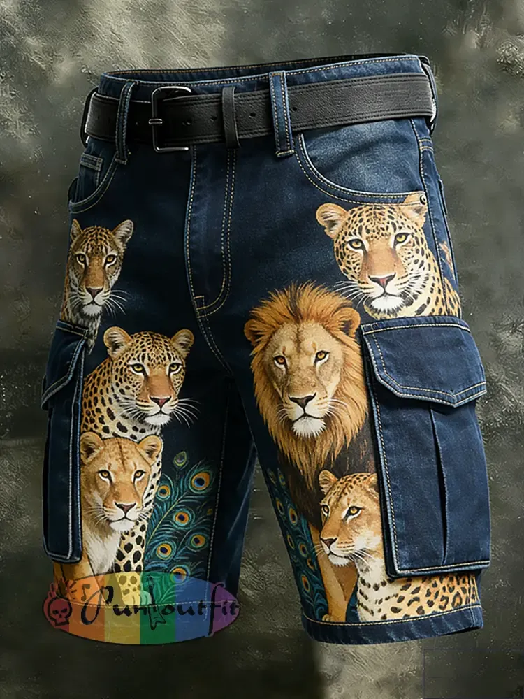 Men’s Retro Vacation Business Art Print Casual Shorts