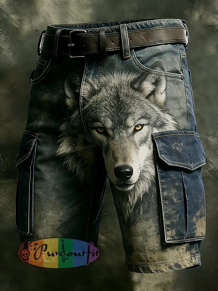 Men’s Retro Vacation Business Art Print Casual Shorts