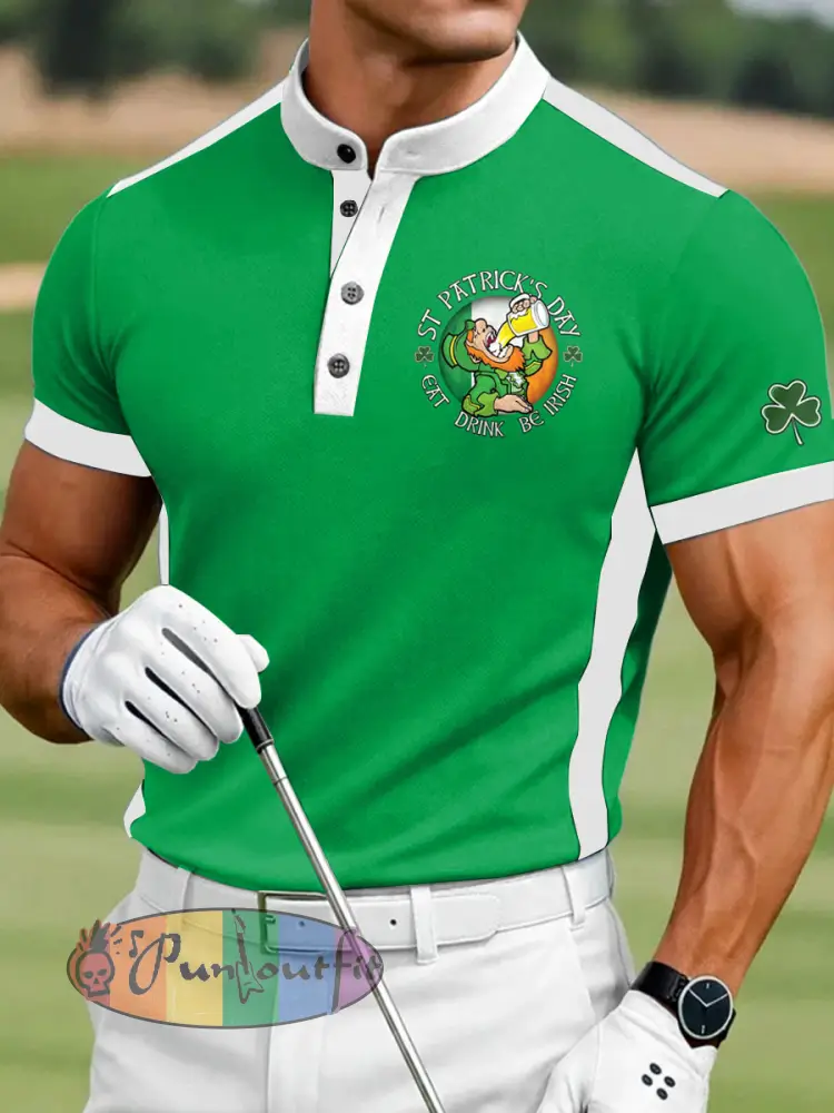 Men’s Retro St. Patrick’s Day Print Casual Polo Shirt