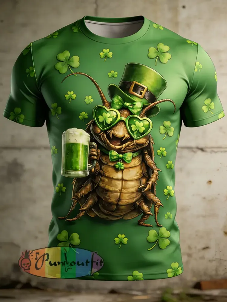 Men’s Retro St. Patrick’s Day Print Casual T-shirt