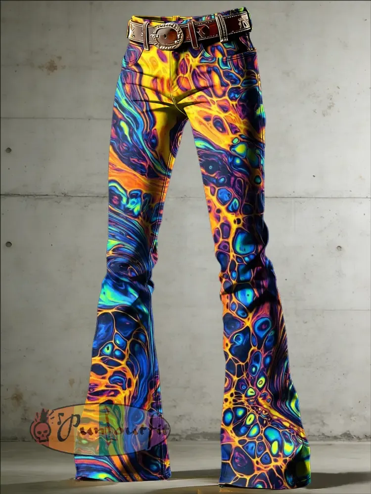 Women’s Psychedelic Art Print Flared Trousers