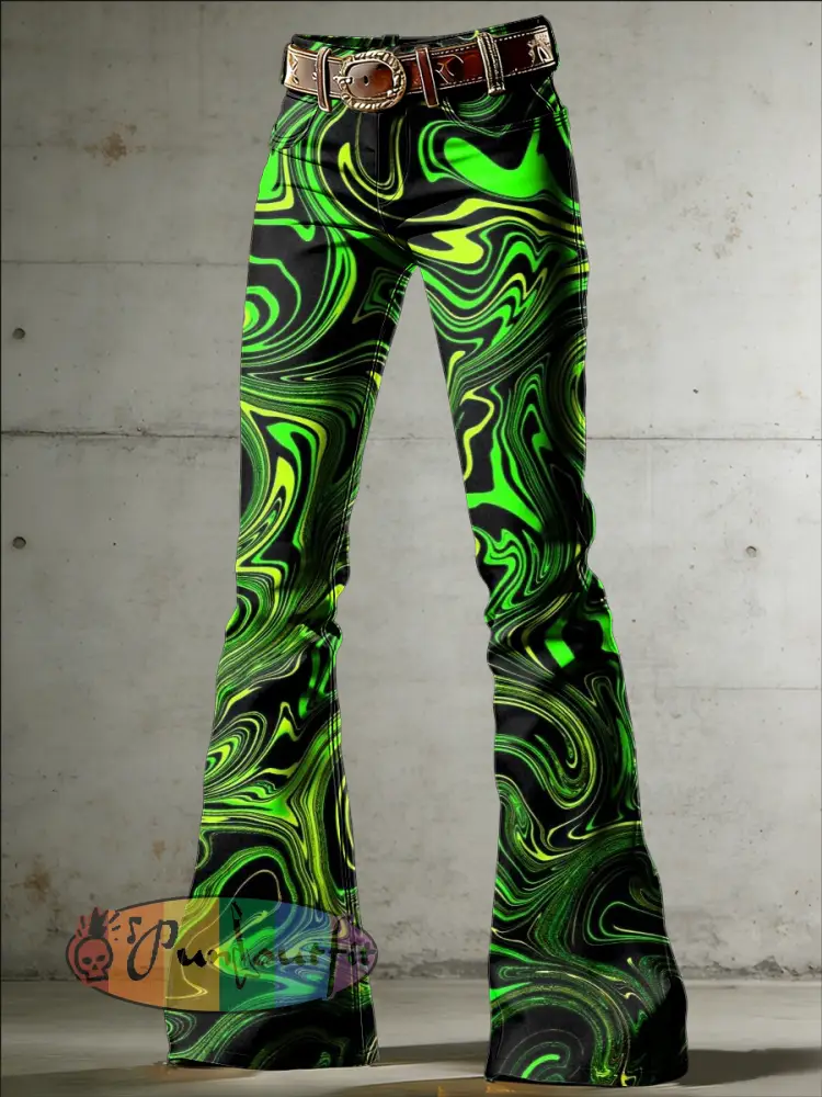 Women’s Psychedelic Art Print Flared Trousers