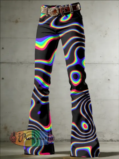 Women’s Psychedelic Art Print Flared Trousers