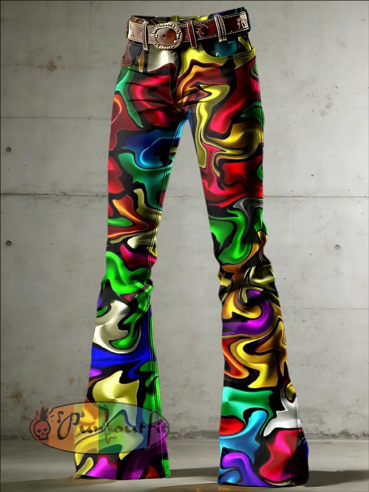 Women’s Psychedelic Art Print Flared Trousers