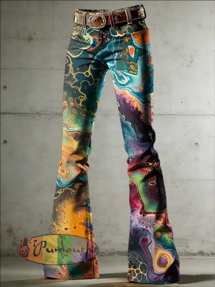 Women’s Psychedelic Art Print Flared Trousers