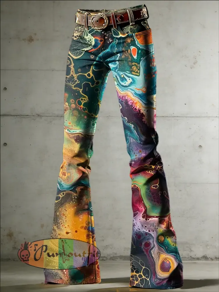 Women’s Psychedelic Art Print Flared Trousers