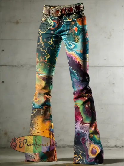 Women’s Psychedelic Art Print Flared Trousers