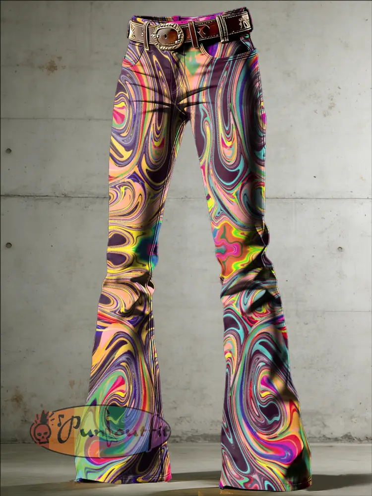 Women’s Psychedelic Art Print Flared Trousers