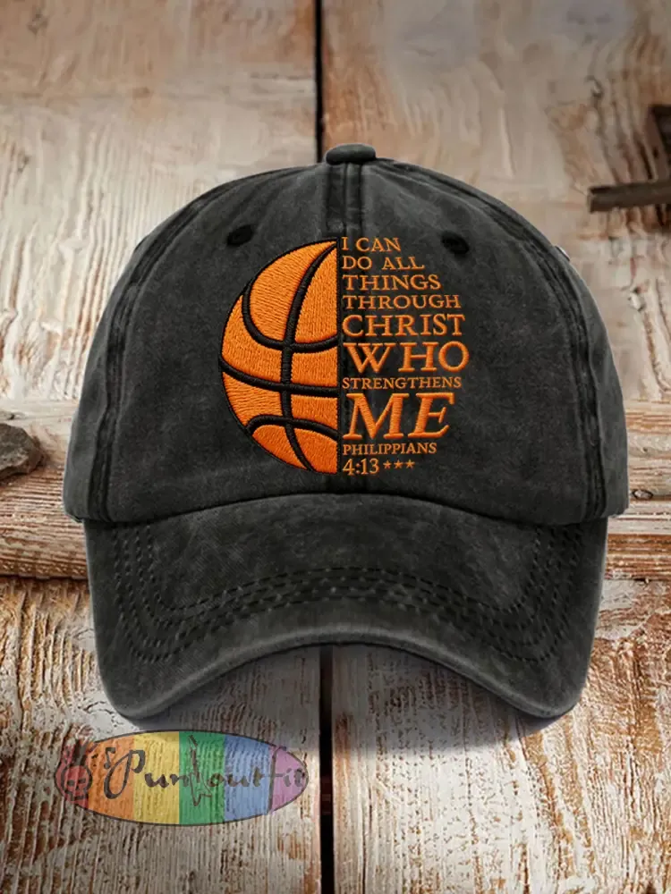 Unisex I Can Do All Things Through Christ Basketball Print Basketball Lovers Gameday Print Hat