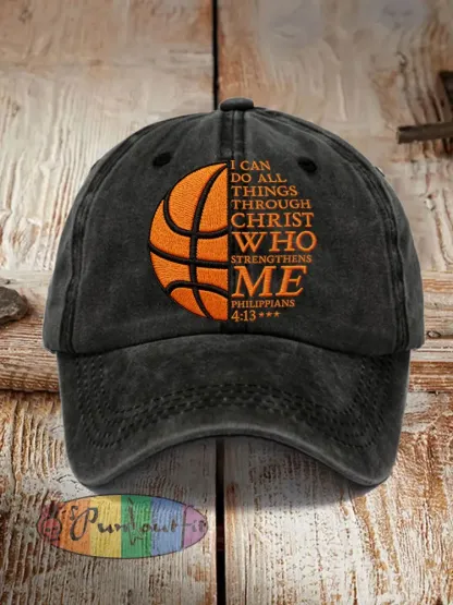 Unisex I Can Do All Things Through Christ Basketball Print Basketball Lovers Gameday Print Hat