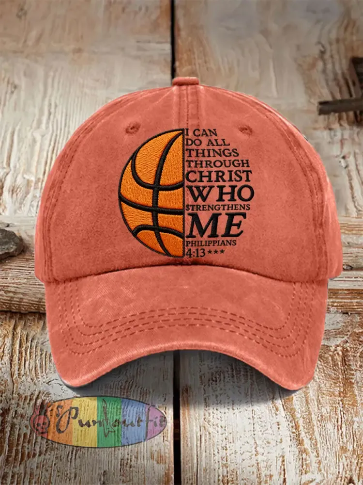 Unisex I Can Do All Things Through Christ Basketball Print Basketball Lovers Gameday Print Hat