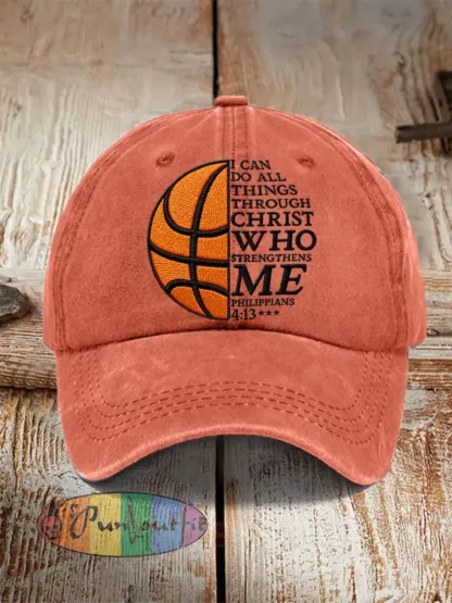 Unisex I Can Do All Things Through Christ Basketball Print Basketball Lovers Gameday Print Hat
