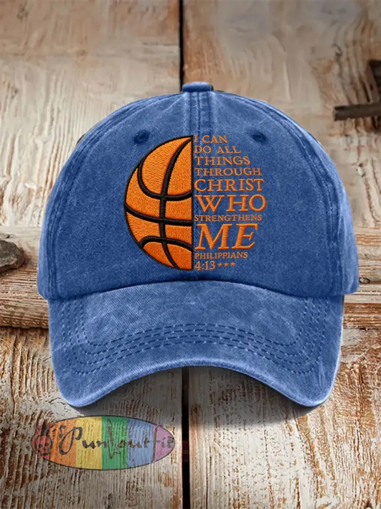 Unisex I Can Do All Things Through Christ Basketball Print Basketball Lovers Gameday Print Hat