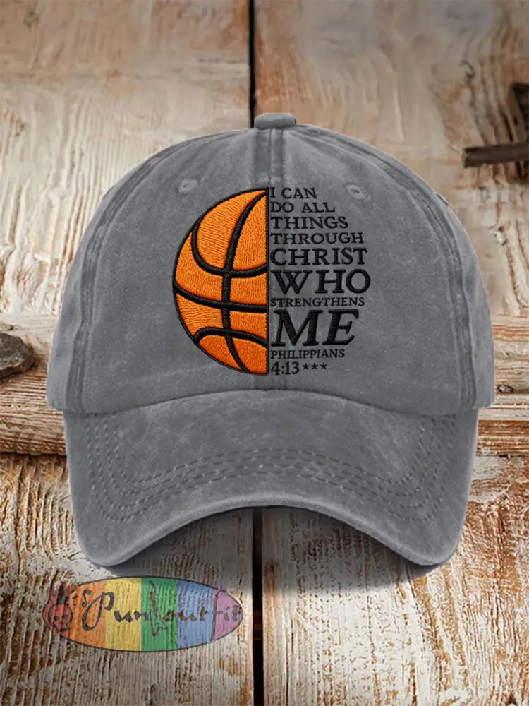 Unisex I Can Do All Things Through Christ Basketball Print Basketball Lovers Gameday Print Hat