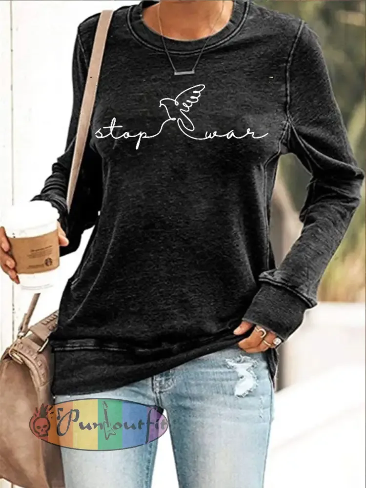 Women’s No War Polyester Waisted Sweatshirt