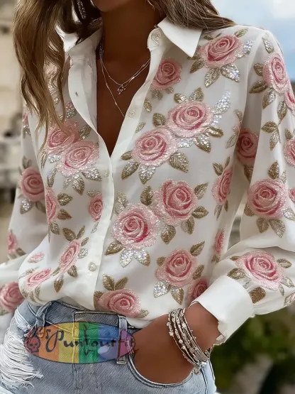 Women’s Retro Resort Style Art Print Casual Comfort Shirt