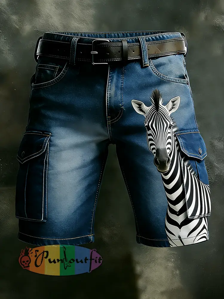 Men’s Retro Vacation Business Art Print Casual Shorts