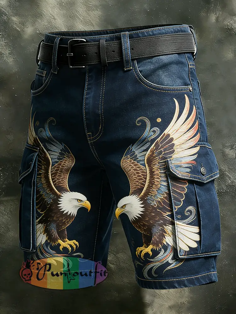 Men’s Retro Vacation Business Art Print Casual Shorts