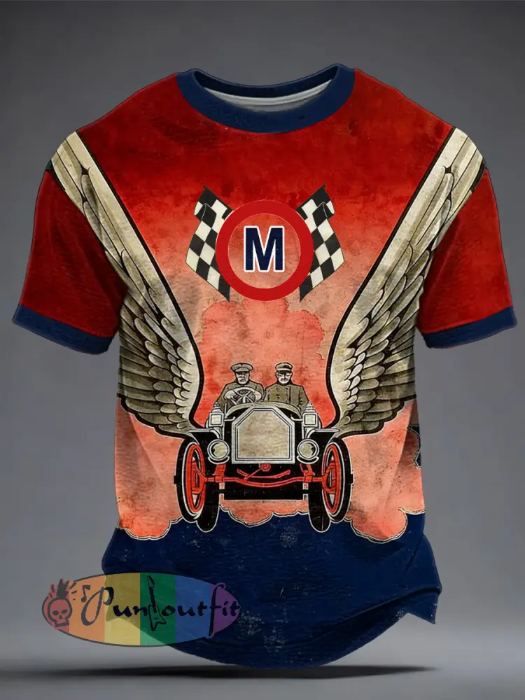 Men’s Retro racing oil Printed T-shirt