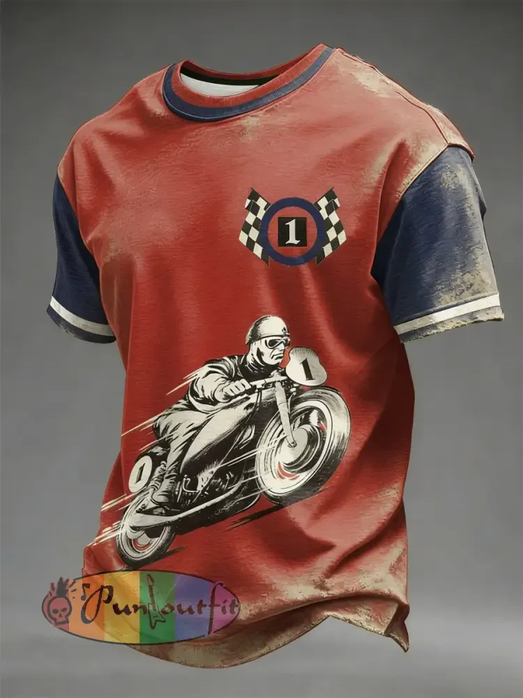 Men’s Retro racing oil Printed T-shirt