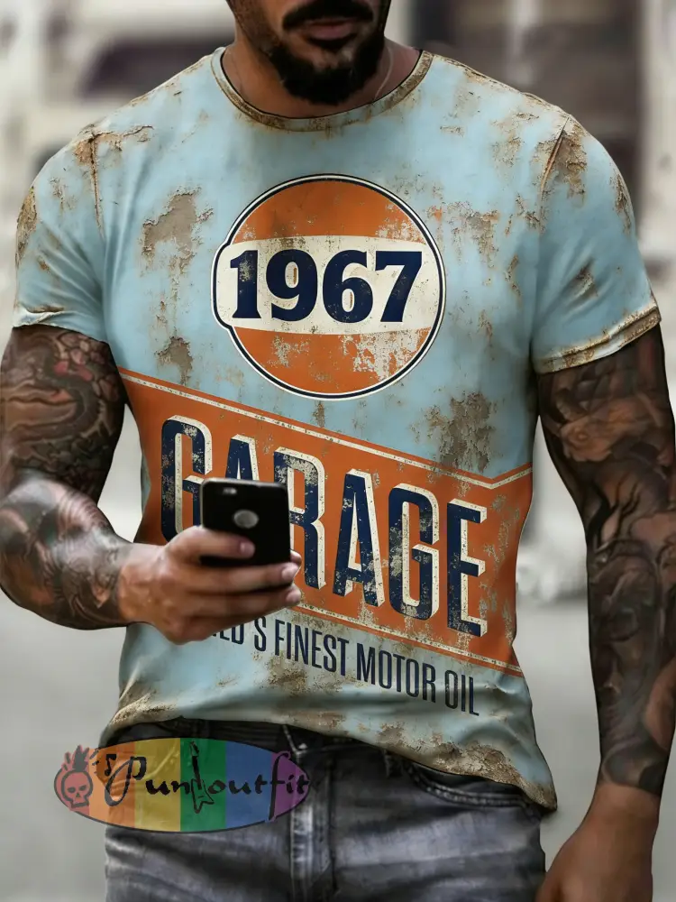 Men’s Vintage 1967 Garage Motor Oil Printed T-shirt