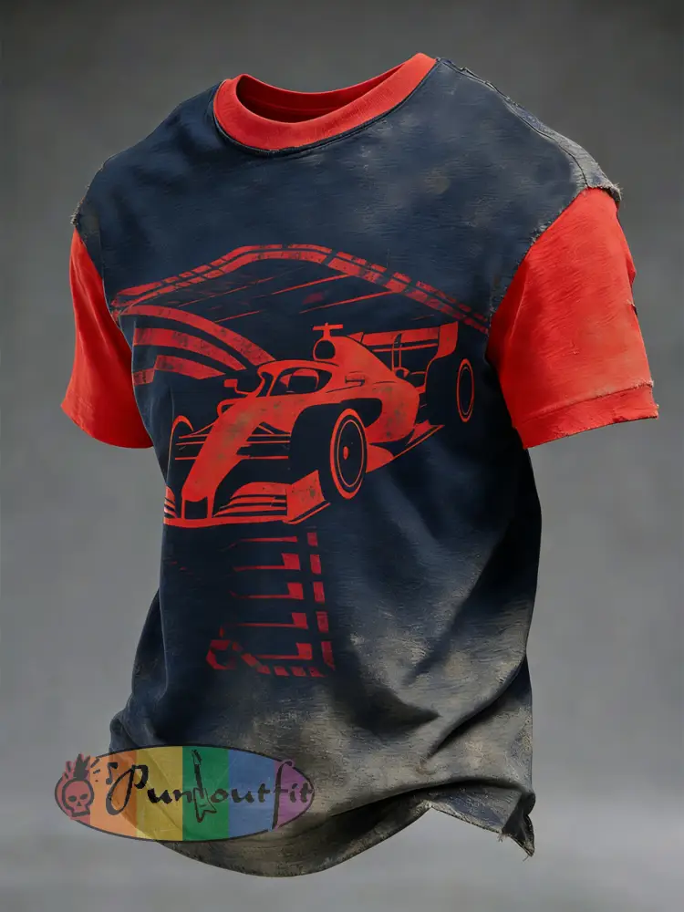 Men’s Retro racing oil Printed T-shirt