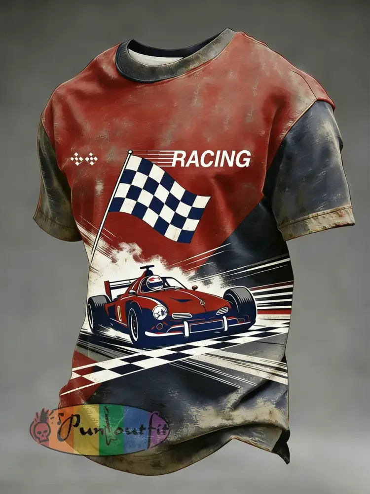 Men’s Retro racing oil Printed T-shirt