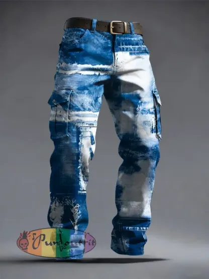 Retro Abstract Geometric Texture Art Casual Workwear Pants