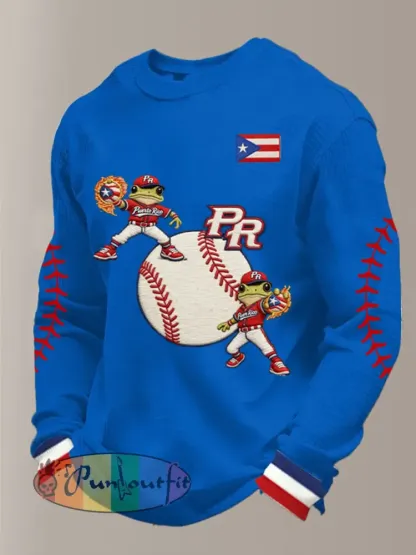 Men’s Puerto Rico Baseball Waffle Long Sleeve Sweatshirt