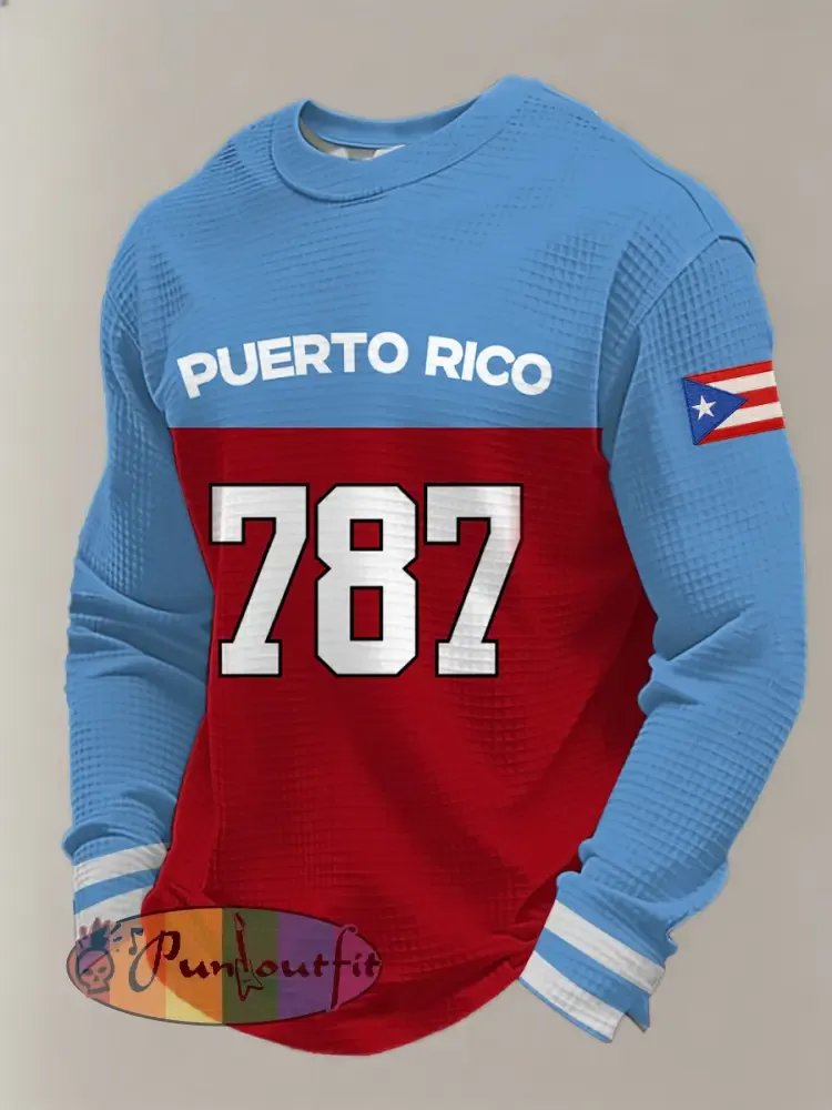 Men’s Puerto Rico 787 Baseball Waffle Long Sleeve Sweatshirt