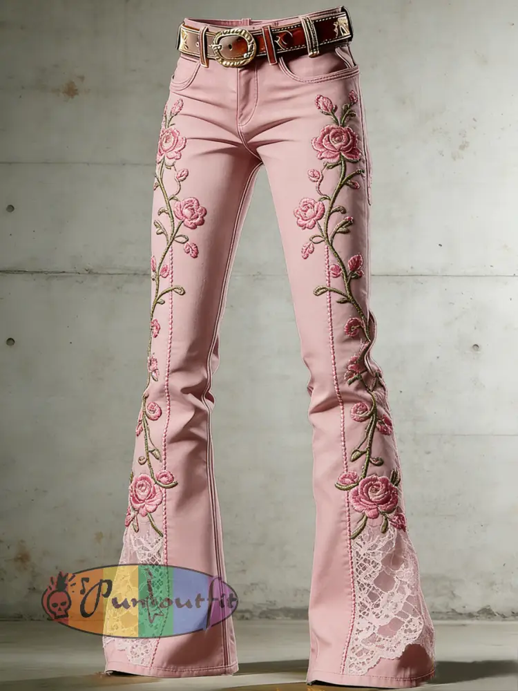 Women's Art Print Flared Trousers