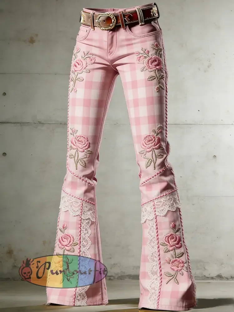 Women's Art Print Flared Trousers