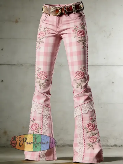 Women's Art Print Flared Trousers