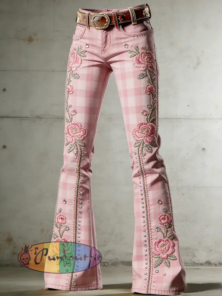 Women's Art Print Flared Trousers