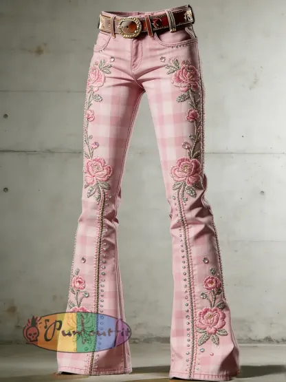 Women's Art Print Flared Trousers