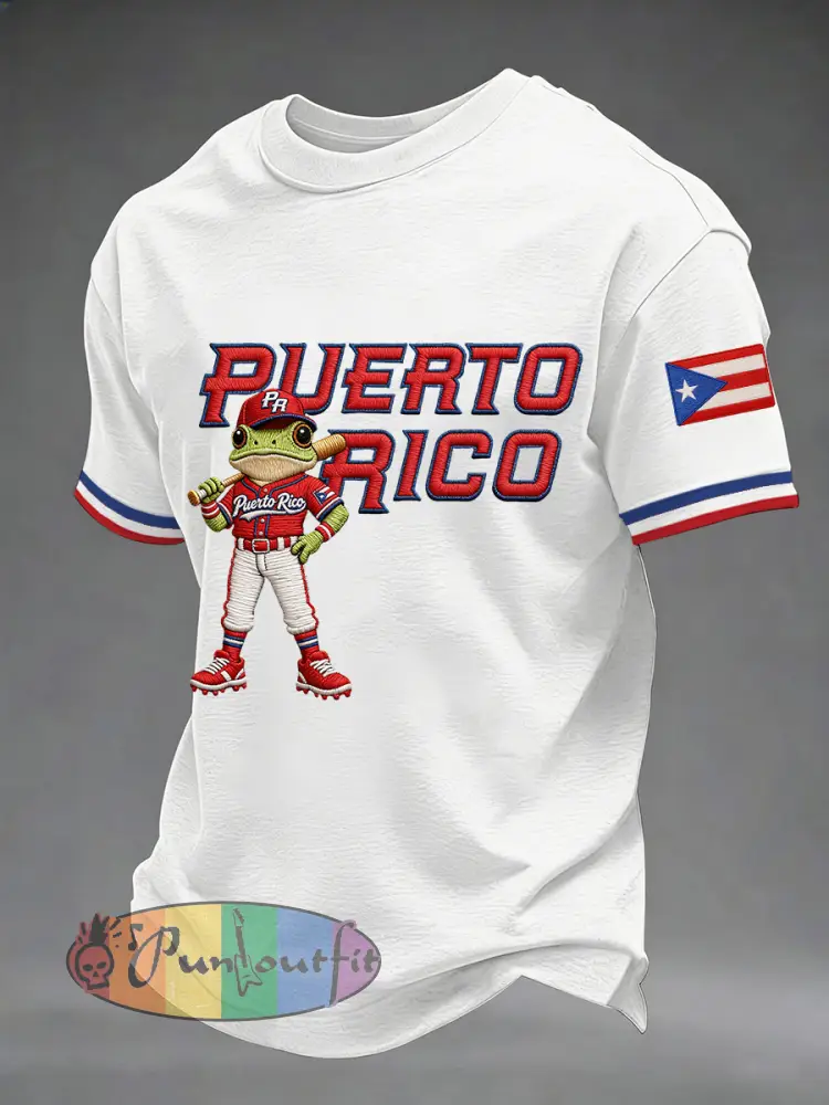 Men’s Puerto Rico Baseball Print Casual Tee