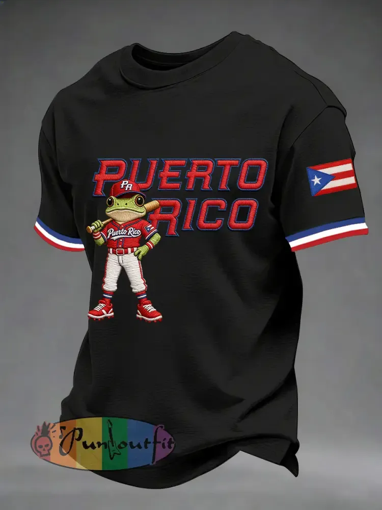 Men’s Puerto Rico Baseball Print Casual Tee