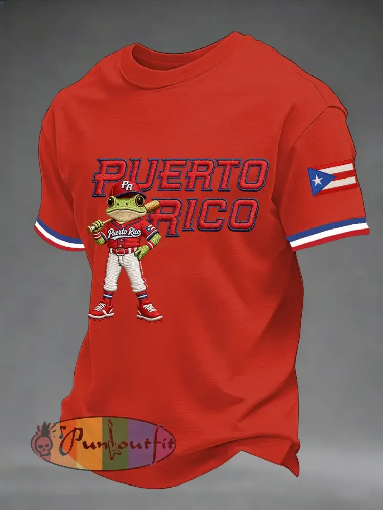 Men’s Puerto Rico Baseball Print Casual Tee