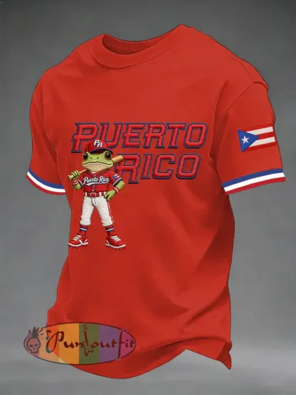 Men’s Puerto Rico Baseball Print Casual Tee