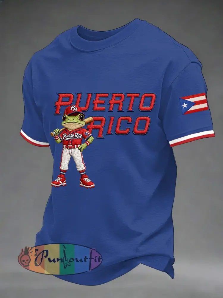 Men’s Puerto Rico Baseball Print Casual Tee