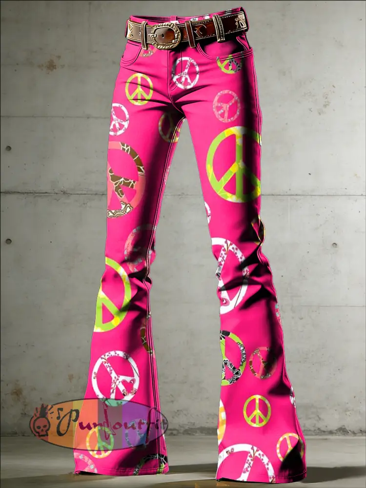 Women’s Hippie Art Print Flared Trousers