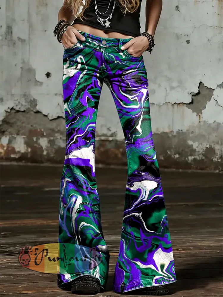 Women’s Psychedelic Art Print Flared Trousers