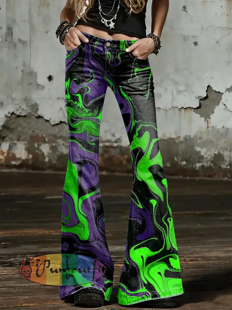 Women’s Psychedelic Art Print Flared Trousers